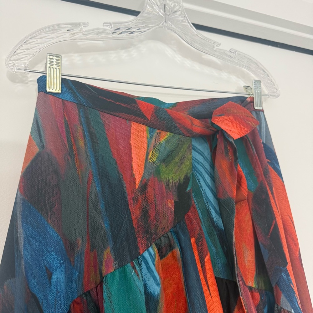 Hutch Anthropologie Multicolor Novelty Print Wrap Maxi Skirt Sz Small Artsy - Picture 4 of 13